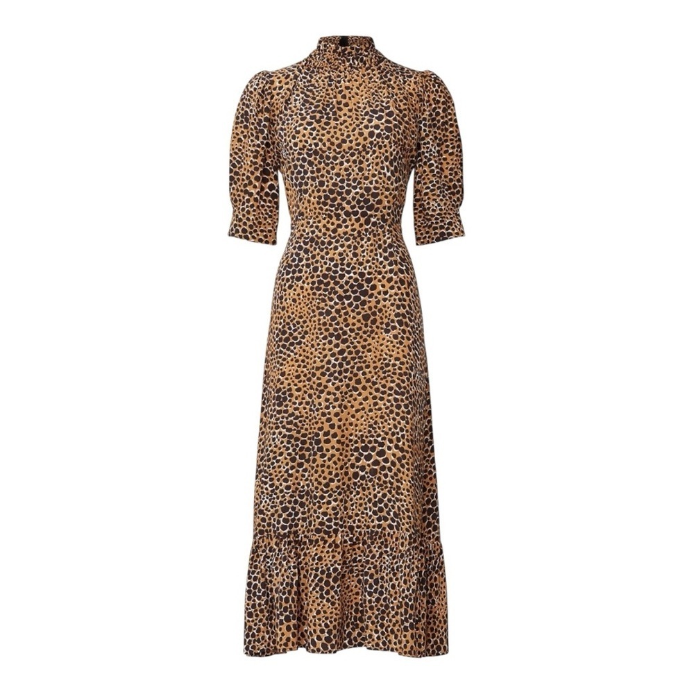 SEA New York Leopard Print Louise Midi Dress Black Brown 8 Party Work Animal - Picture 5 of 11